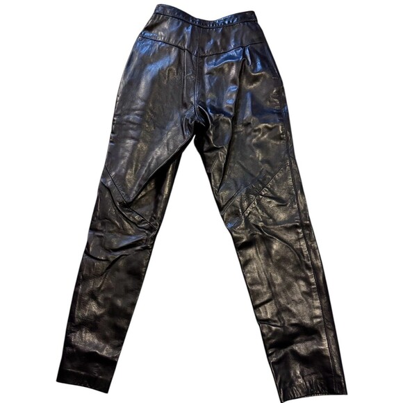 Siena Studio Women's Size 2 Vintage Black 100% Leather Pants lined pockets read - Picture 7 of 12